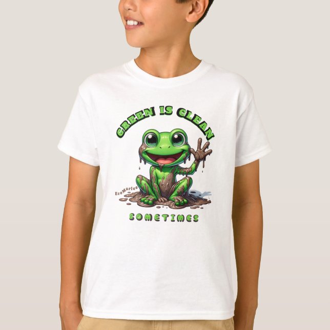 Funny kids t Shirt green ist sauber (Vorderseite)