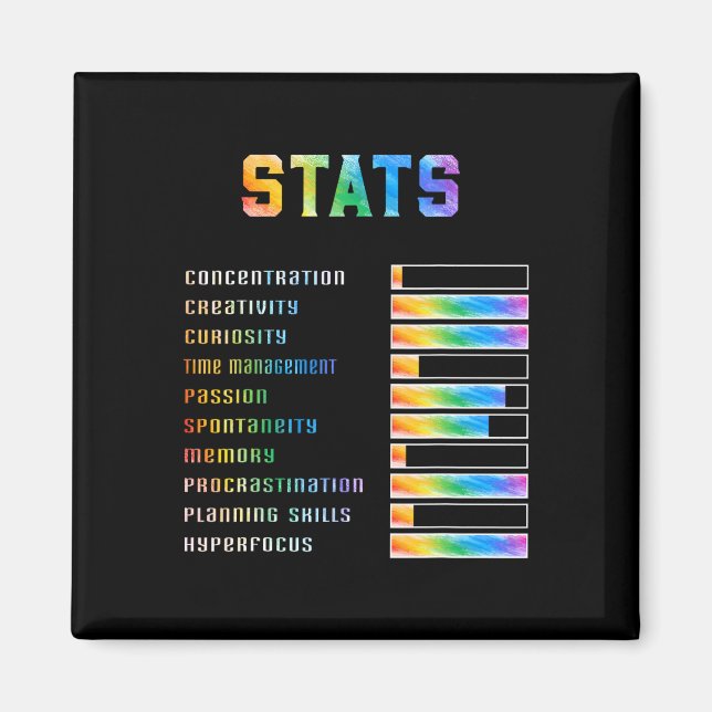 Funny Kids with Adhd Stats Neurodiversity adhd Awa Magnet (Vorne)