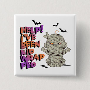 Funny Kidwrapped Mummy Baby Orange ID683 Button