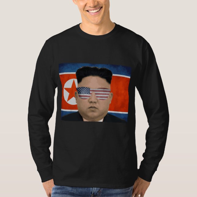 Funny Kim Jong Un American Sunglasses 4. Juli Nor T-Shirt (Vorderseite)