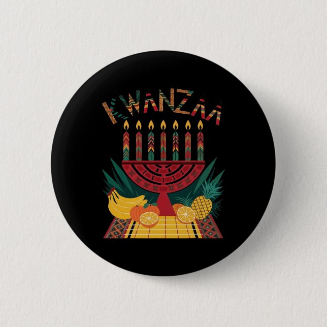 Funny Kinara Seven Candles Kwanzaa Feier 1 Button (Vorderseite)