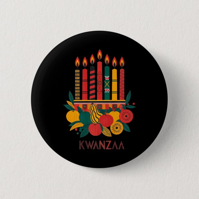 Funny Kinara Seven Candles Kwanzaa Feier 1 Button (Vorderseite)