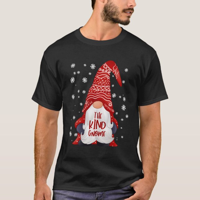 Funny Kind Gnome Familie Matching Weihnachtsgesche T-Shirt (Vorderseite)