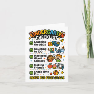 Funny Kindergarten Checklist First Grade Boy Girl Karte