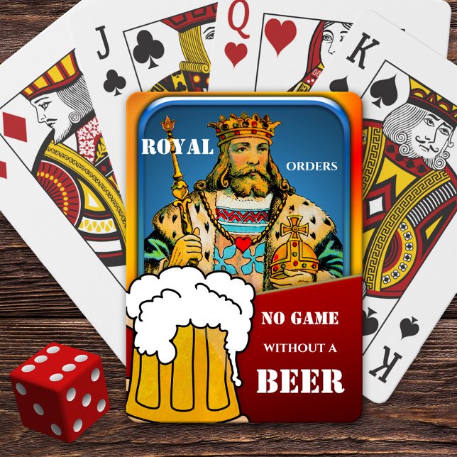 Funny King Beer Playing Cards Deck Spielkarten (Deck of playing cards featuring a colorful grunge design with a king with beer.)