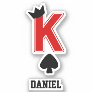 Funny King Letter K Card Crown Symbol Individuelle Aufkleber