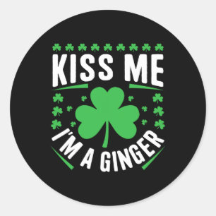 Funny Kiss Me Ich bin eine irische Ingwer Familie Runder Aufkleber