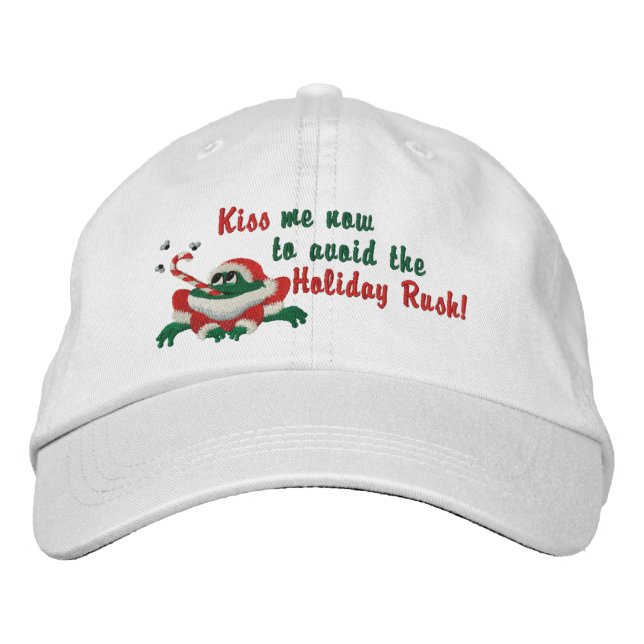 Funny Kiss Me Now Frog Bestickte Kappe (Vorderseite)