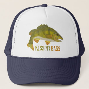 Funny Kiss My Bass Fish Angeln Angler Spaß Truckerkappe
