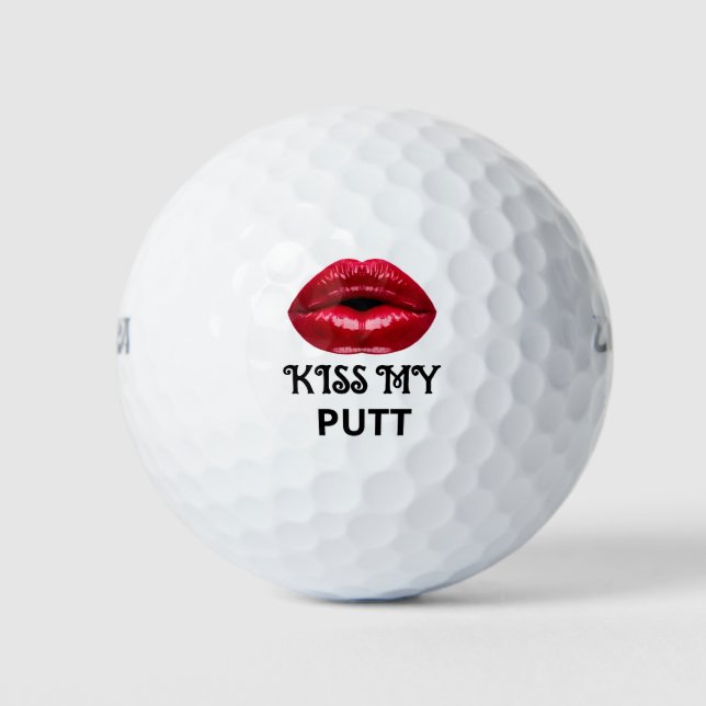 Funny Kiss My Putt Golf Balls Golfball (Vorderseite)
