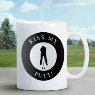 Funny Kiss My Putt Golfer Spaß Silhouette Black Kaffeetasse