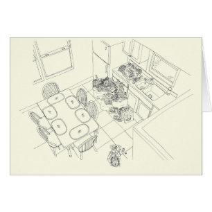 Funny Kitchen Familie Shoppen Mess von oben Kunst