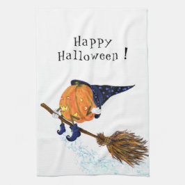 Funny Kitchen Handtuch Halloween Hexenkürbis Flyin