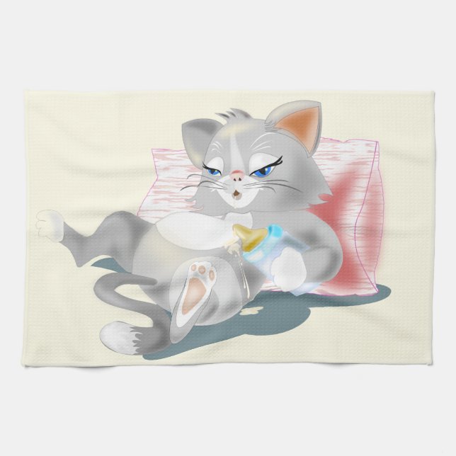 Funny Kitchen Handtuch mit Baby Cat - individuell  (Horizontal)