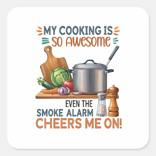 Funny Kitchen Quote Design (2) Quadratischer Aufkleber (Vorderseite)