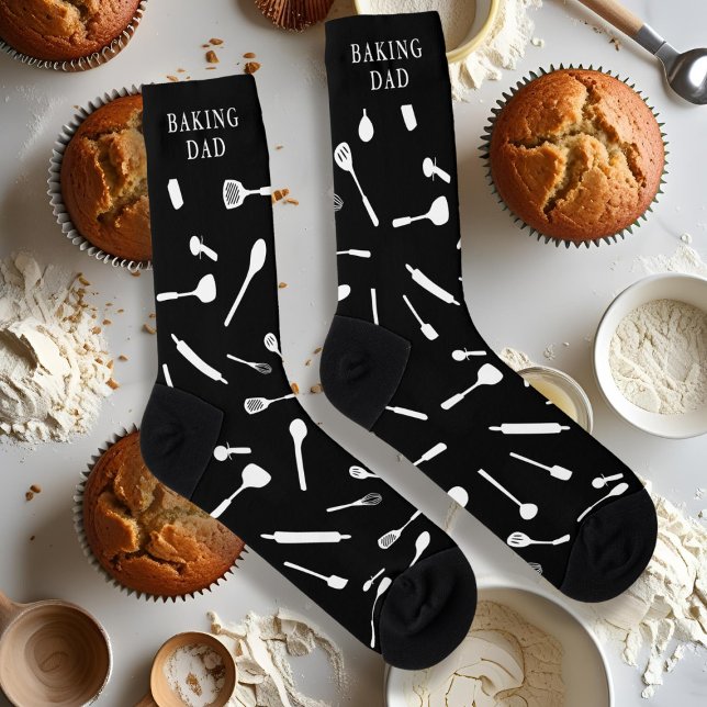 Funny Kitchen Tool Muster Backen Vater Socken (Fun socks for the Baking Dad in your life!)