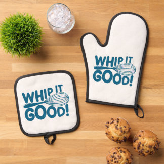 Funny Kitchen Whip It Good Chef Cooking Lover Ofenhandschuh & Topflappen-Set