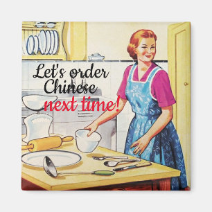 Funny Kitsch 1950er Vintage Hausfrau in Kitchen Magnet