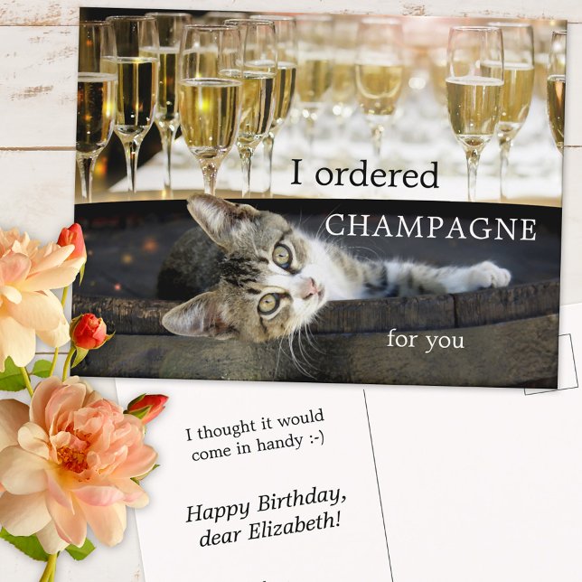 Funny Kitten Cheers Birthday Postcard Postkarte (Von Creator hochgeladen)