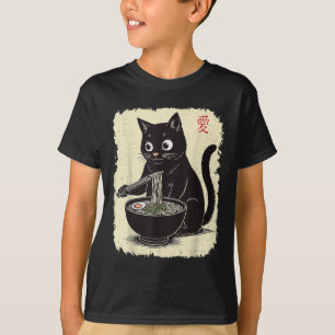 Funny Kitten Eating Ramen Japanisch Kawaii Anime C T-Shirt