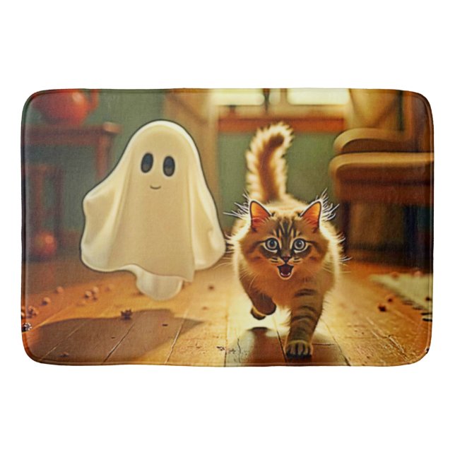 Funny Kitten Spooky Friend Badematte (Vorderseite)