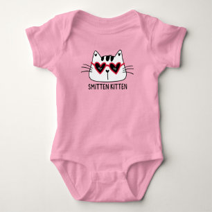 Funny Kitten Valentine Kids Rote Herzsonne Baby Strampler