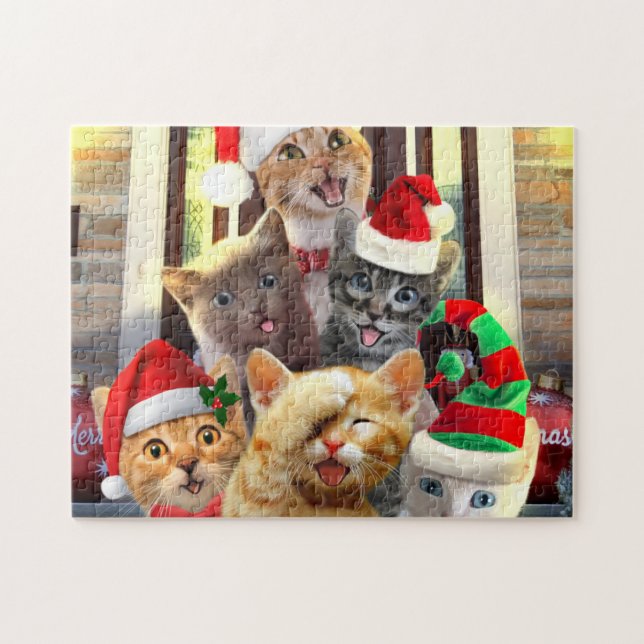 Funny kittens in Christmas Day Puzzle (Horizontal)
