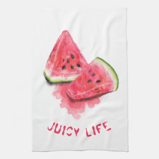 Funny Kittuch Red Sweet Juicy Watermelon Geschirrtuch (Vertikal)