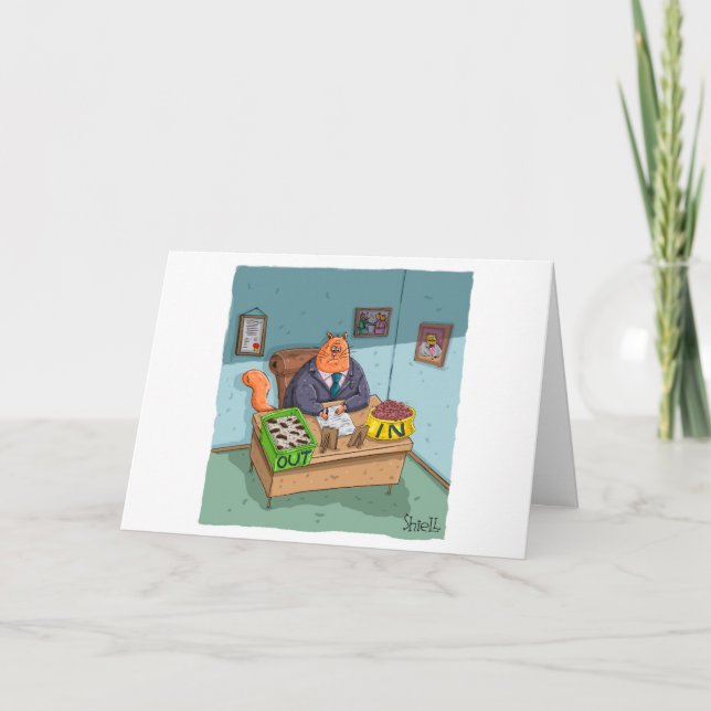 Funny Kitty Business Man Card Karte (Vorderseite)