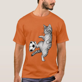 Funny Kitty Cat Playing Soccer Cute Soccer Mom Cat T-Shirt