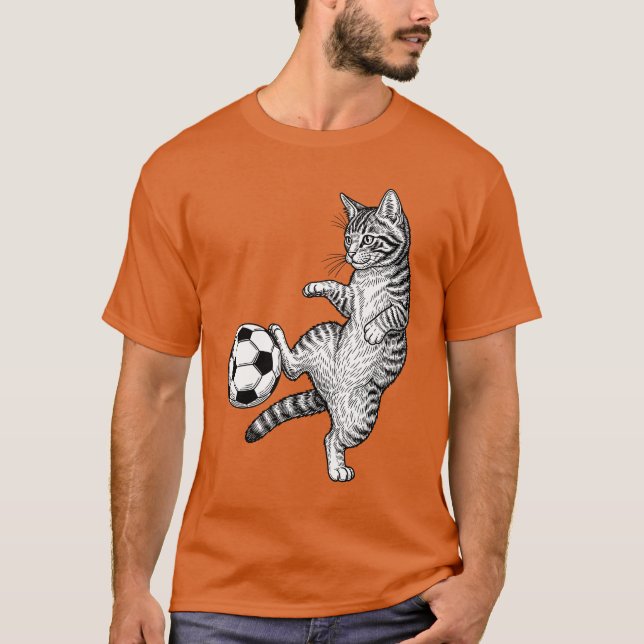 Funny Kitty Cat Playing Soccer Cute Soccer Mom Cat T-Shirt (Vorderseite)