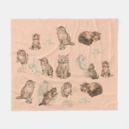 FUNNY KITTY CAT STORIES IN PINK FLEECEDECKE