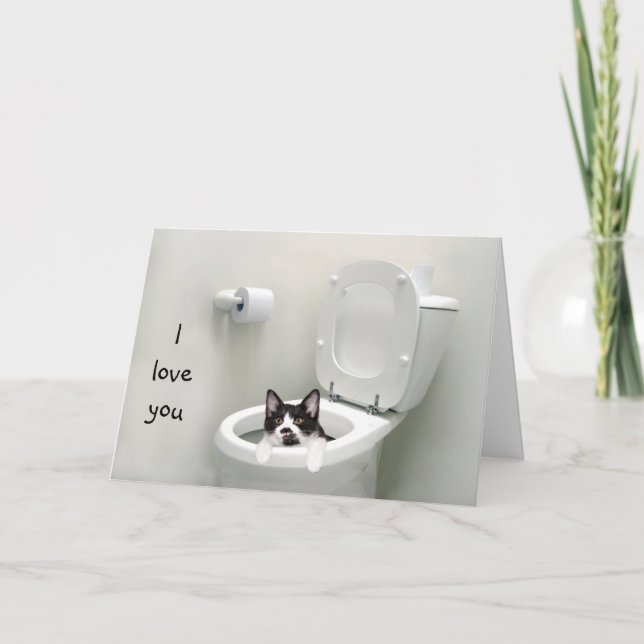 Funny kitty Liebe oder Valentine Feiertagskarte (Vorderseite)