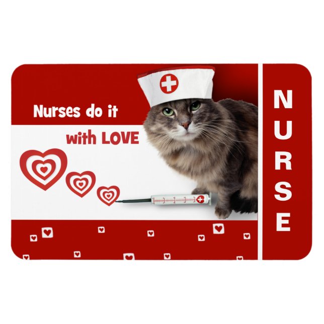 Funny Kitty Nurse. Geschenk für Krankenschwestern Magnet (Horizontal)