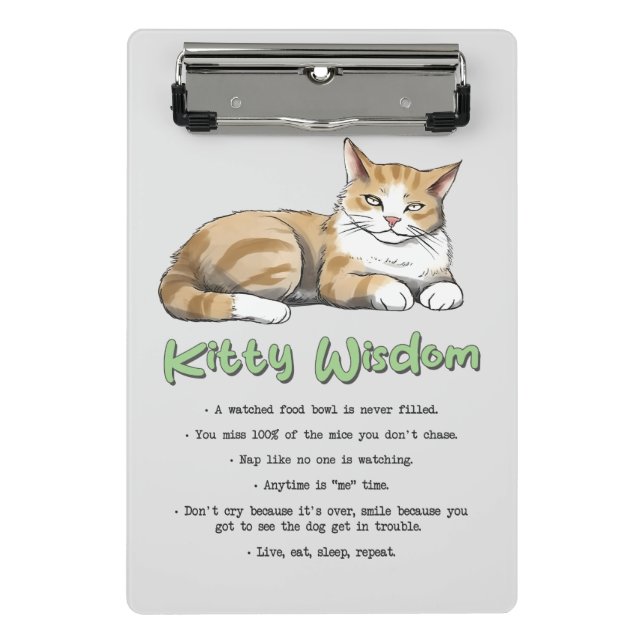 Funny Kitty Wisdom Mini Klemmbrett (Vorderseite)