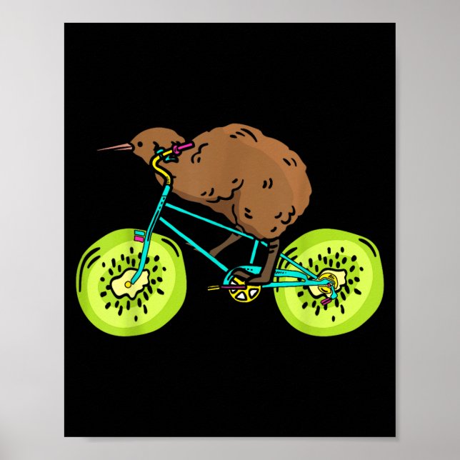 Funny Kiwi Biker Cycling Gift New Zealand  Poster (Vorne)