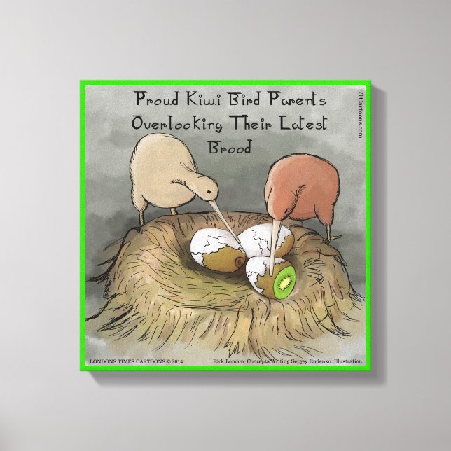 Funny Kiwi Bird Partys & Fruit Canvas Print Leinwanddruck (Vorderseite)
