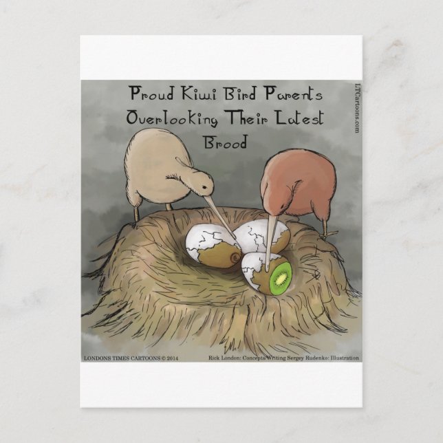 Funny Kiwi Vögel geben ihre Früchte ab Postkarte (Vorderseite)