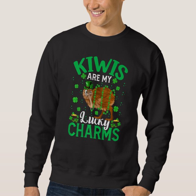 Funny Kiwis sind meine glücklichen Charms Kiwi Bir Sweatshirt (Vorderseite)