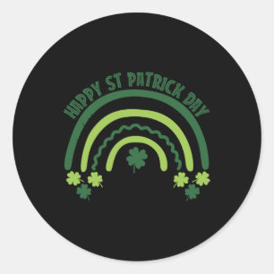 Funny Kleeblatt Breast Rainbow Irish St Patricks D Runder Aufkleber