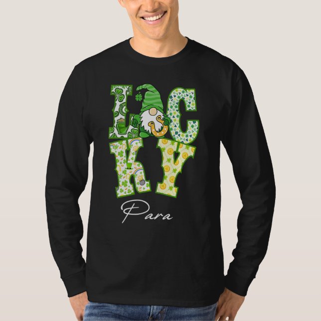 Funny Kleeblatt Gnome Luck Para St Patricks Festiv T-Shirt (Vorderseite)