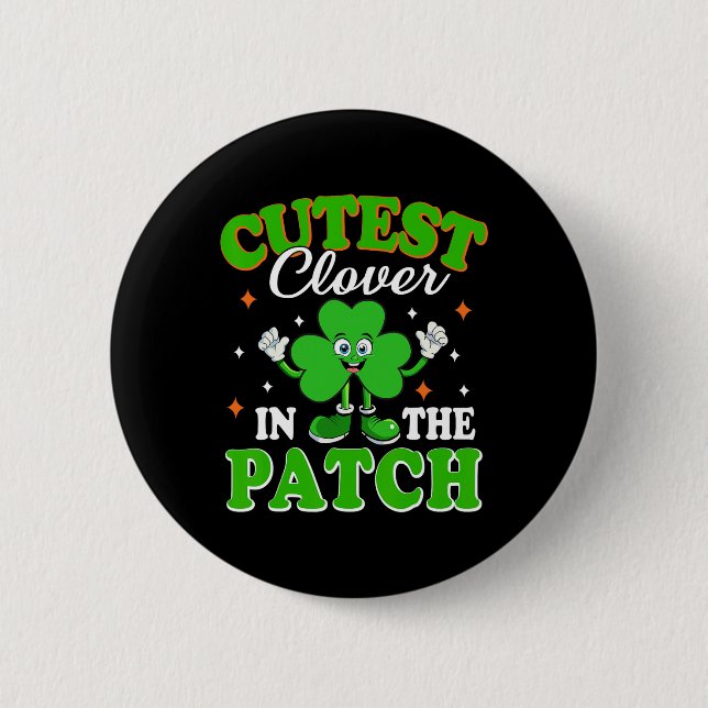 Funny Kleeblatt Niedliche Klee im Patch St Patri Button (Vorderseite)