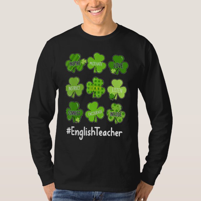 Funny Kleeblatt Teach Liebe Englischer Lehrer St P T-Shirt (Vorderseite)
