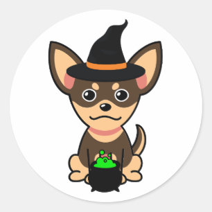 Funny kleiner Hund ist eine Hexe Runder Aufkleber