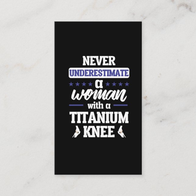 Funny Knee Ersatz Frauen Operation Erholung Gesche Visitenkarte (Vorderseite)
