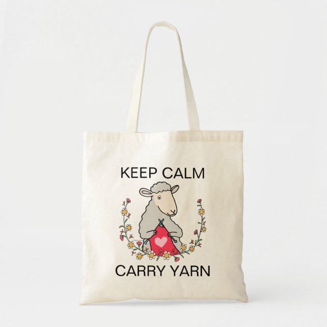 Funny Knitter Crochet Lover Behalte Calm Carry Yar Tragetasche (Vorne)