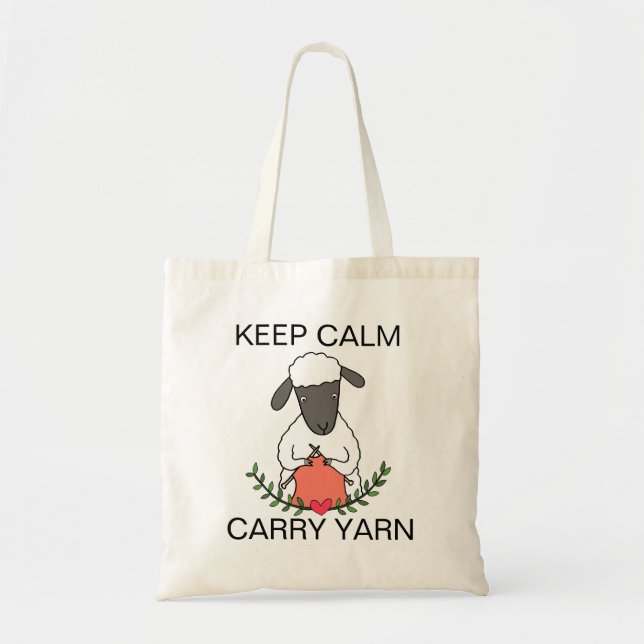 Funny Knitter Geschenk Schafe Behalten Calm Carry  Tragetasche (Vorne)