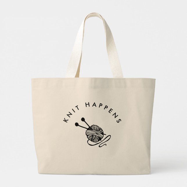Funny Knitter I Strick Happens Jumbo Stoffbeutel (Rückseite)