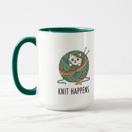 Funny Knitter Katzengarn Kunst "Strick Happens" Pr Tasse