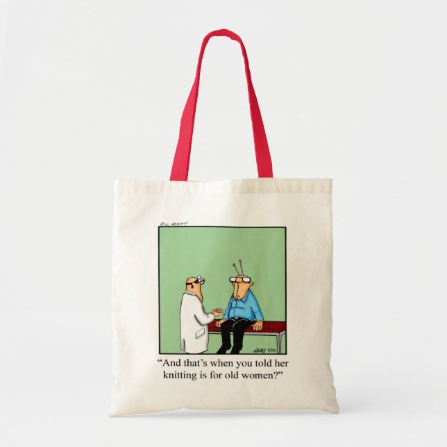 Funny Knitter Spaß Tote Tasche (Vorne)